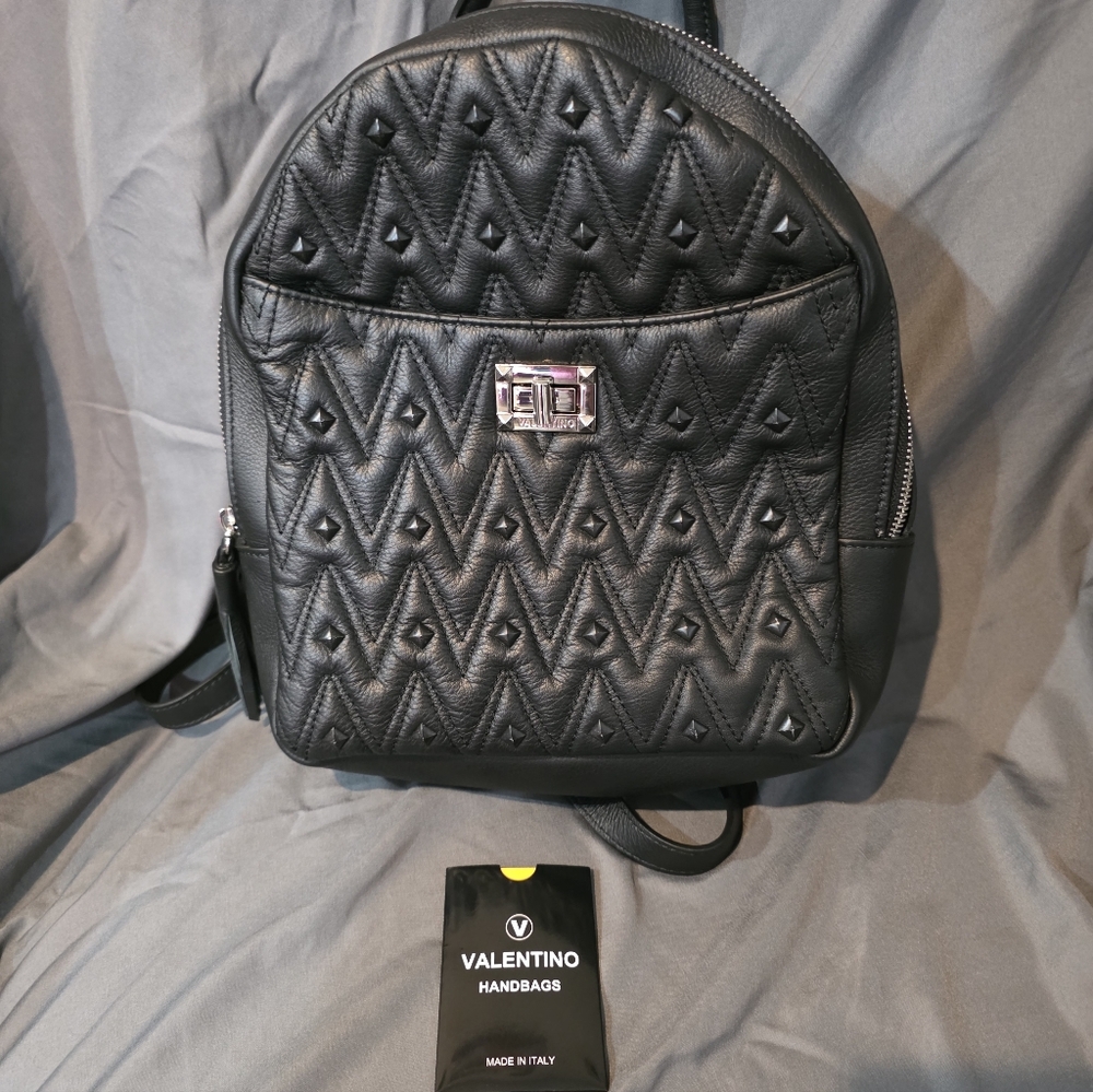Valentino Quilted Black Backpack